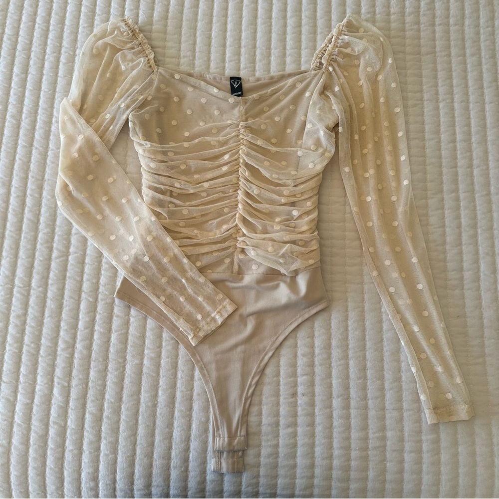 Windsor Cream Sheer Polka Dot Bodysuit